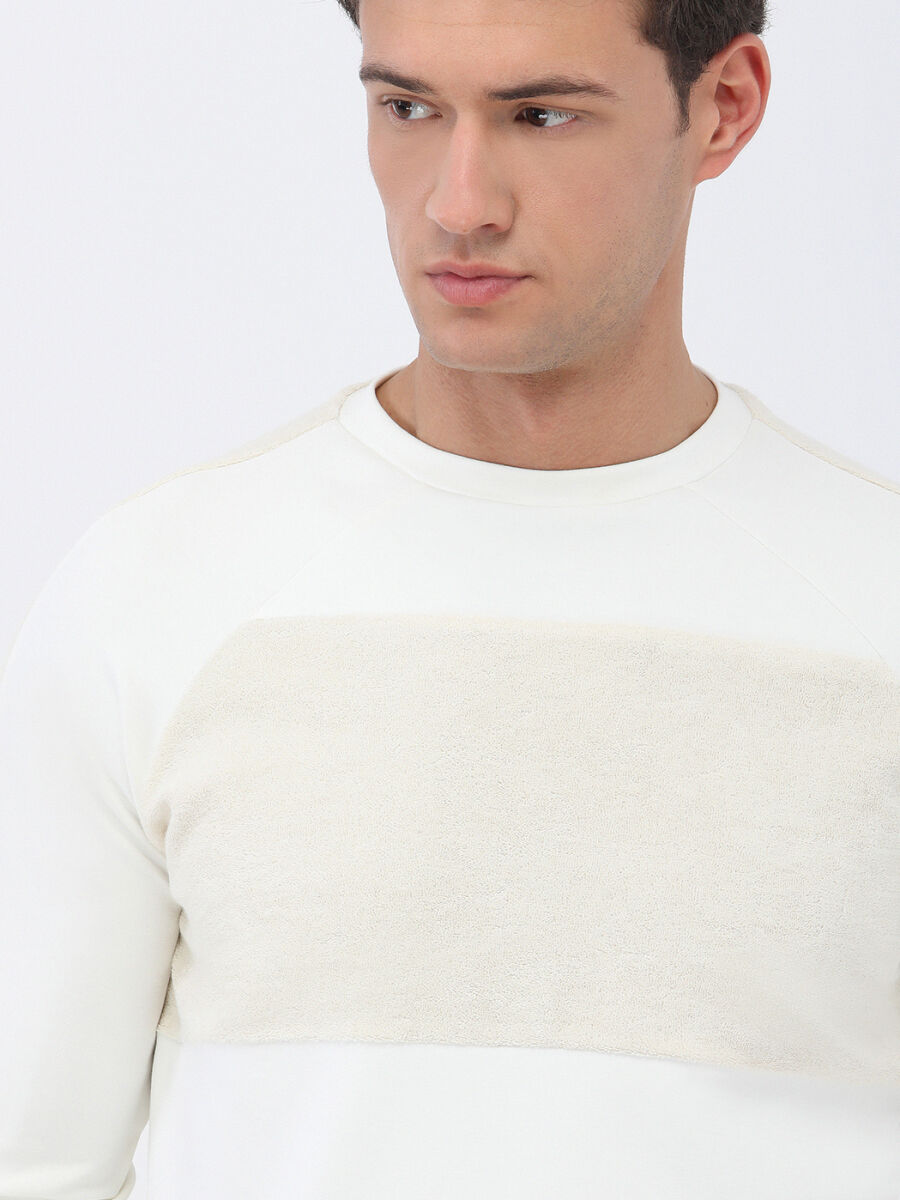 Ecru Crew Neck Sweatshirt - 4