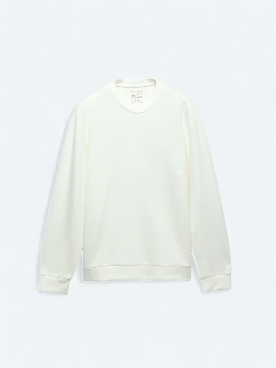 Ecru Crew Neck Sweatshirt - 6