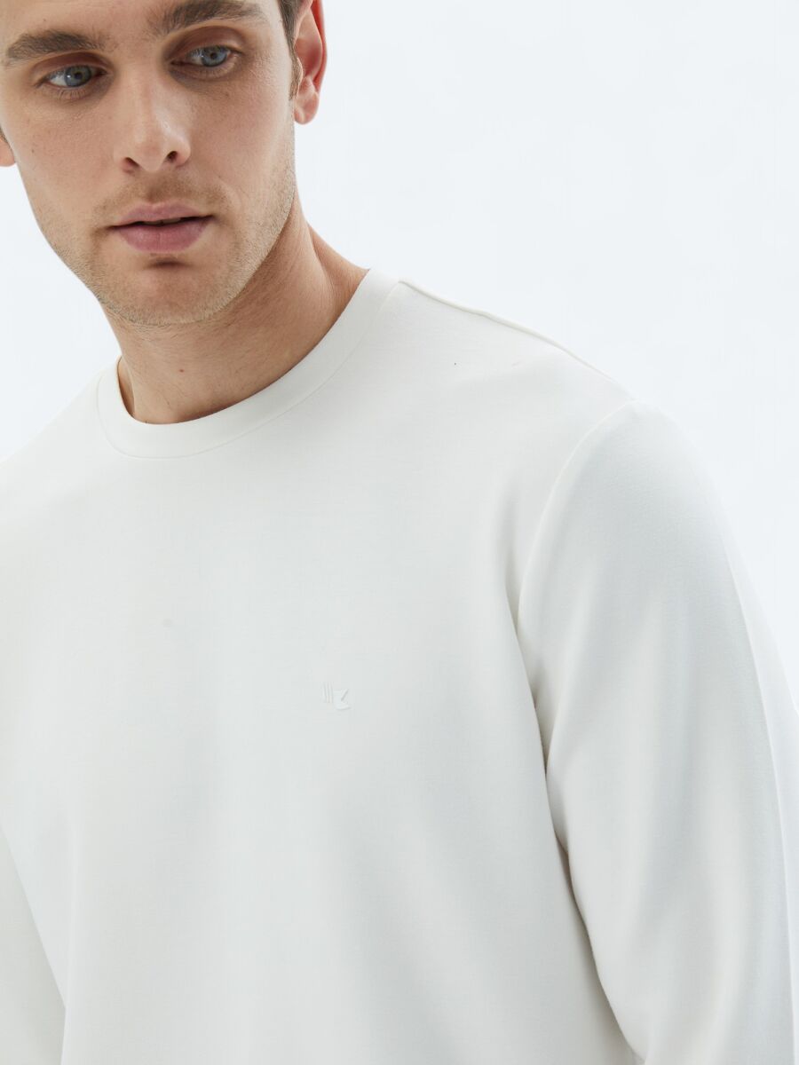 Ecru Crew Neck Sweatshirt - 4