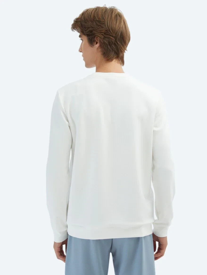 Ecru Crew Neck Sweatshirt - 5