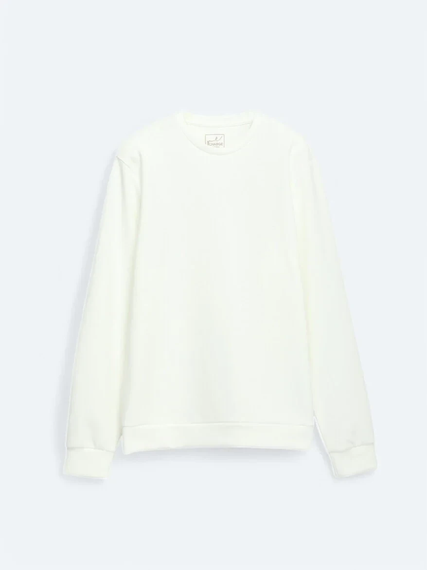 Ecru Crew Neck Sweatshirt - 6