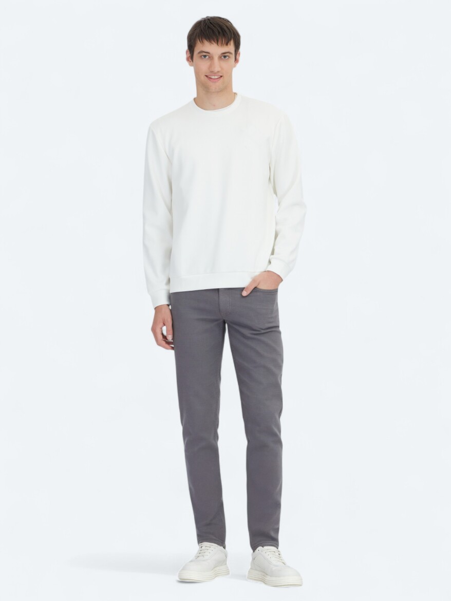 Ecru Crew Neck Sweatshirt - 2