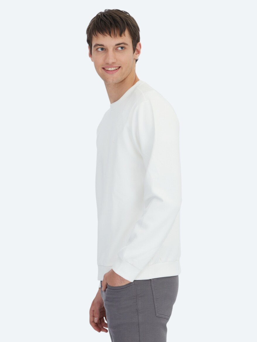 Ecru Crew Neck Sweatshirt - 3