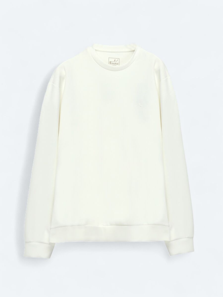 Ecru Crew Neck Sweatshirt - 6