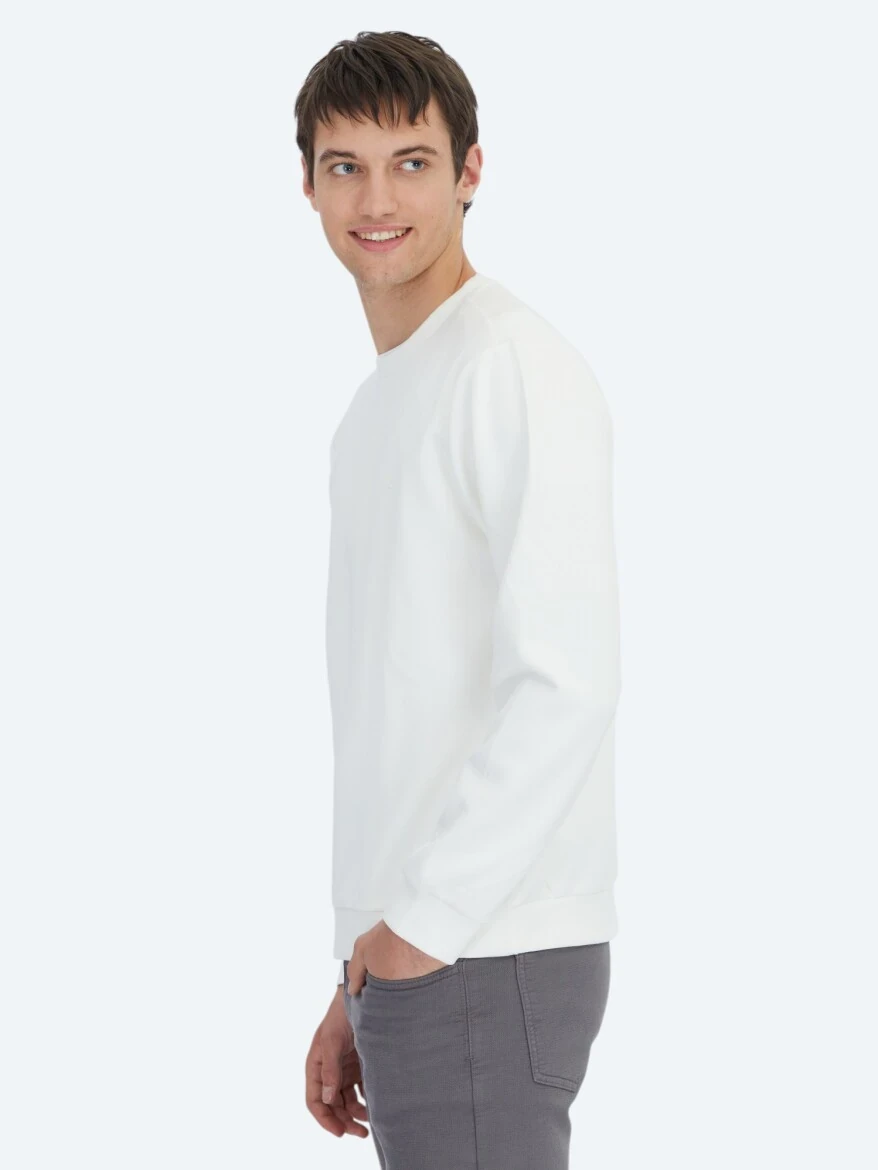 Ecru Crew Neck Sweatshirt - 3