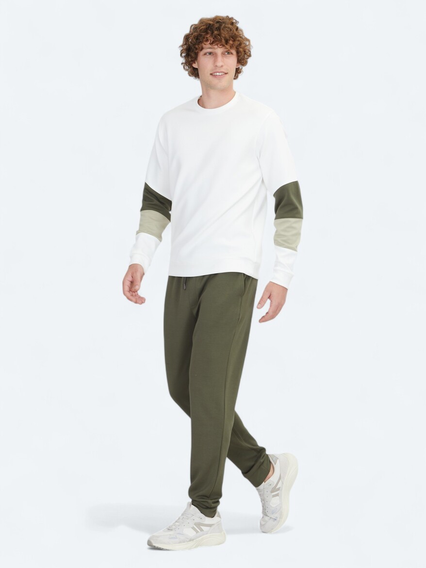 Ecru Crew Neck Sweatshirt - 3