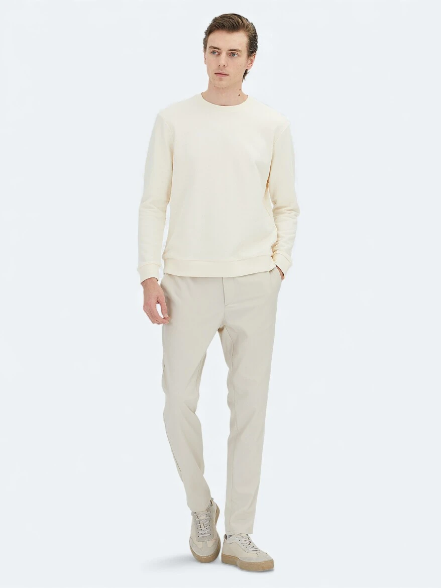 Ecru Crew Neck Sweatshirt - 2