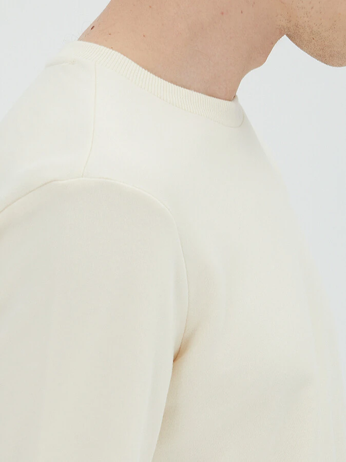 Ecru Crew Neck Sweatshirt - 4