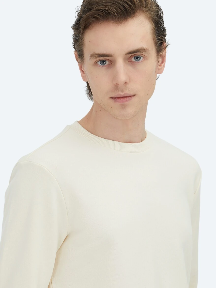 Ecru Crew Neck Sweatshirt - 5