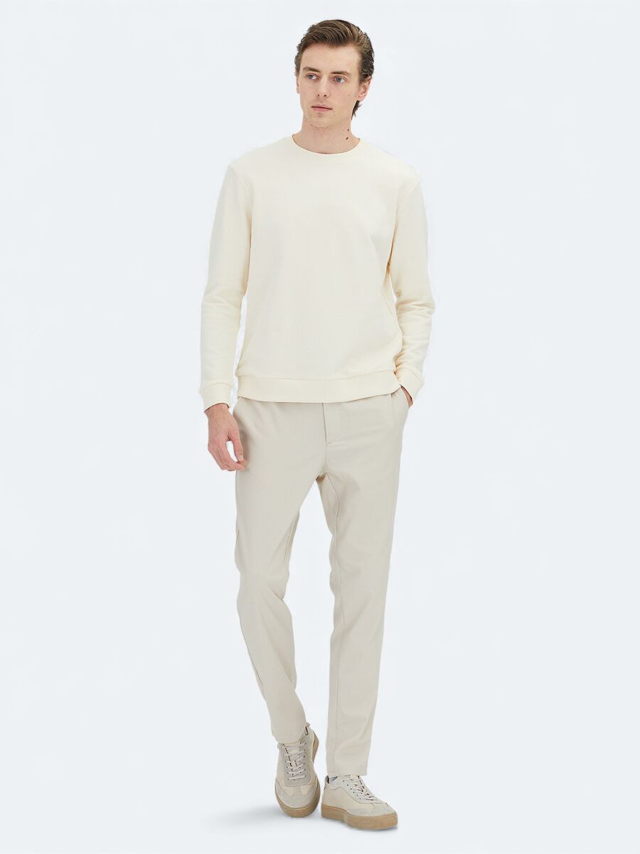 Ecru Crew Neck Sweatshirt - 2