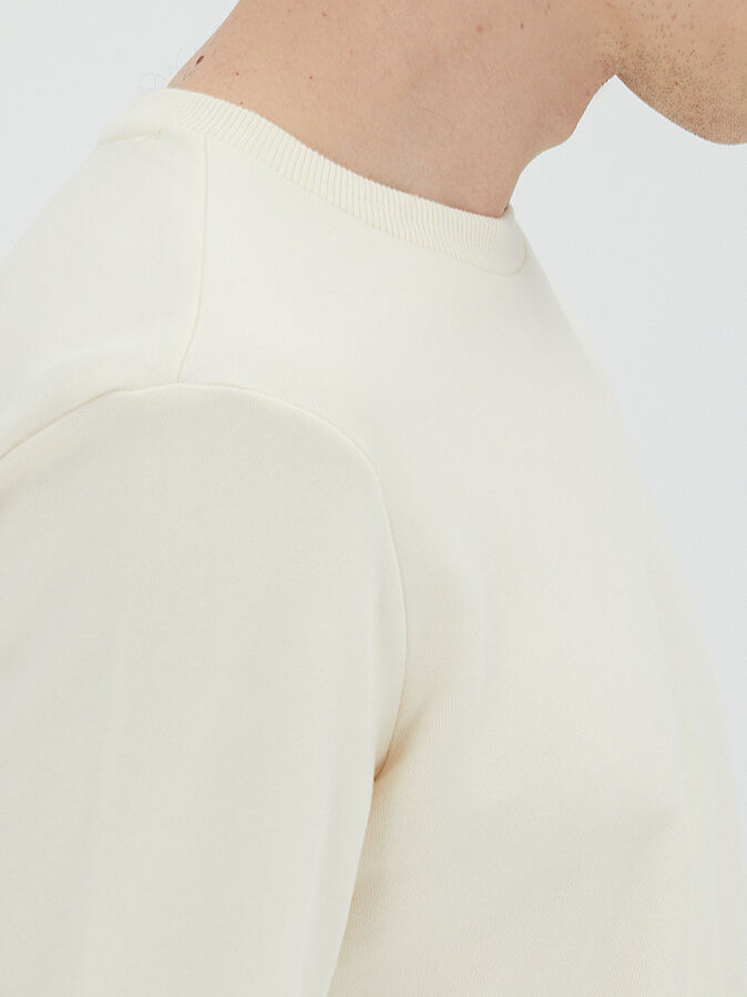 Ecru Crew Neck Sweatshirt - 4