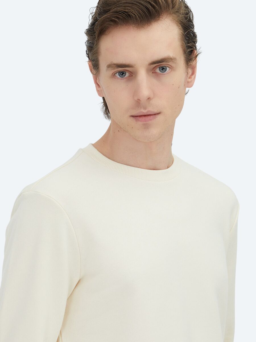 Ecru Crew Neck Sweatshirt - 5
