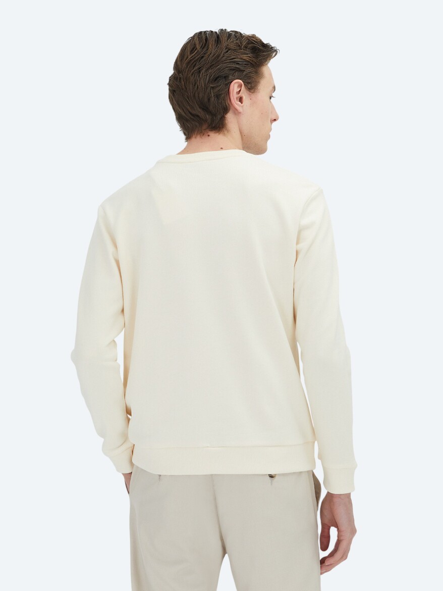 Ecru Crew Neck Sweatshirt - 6