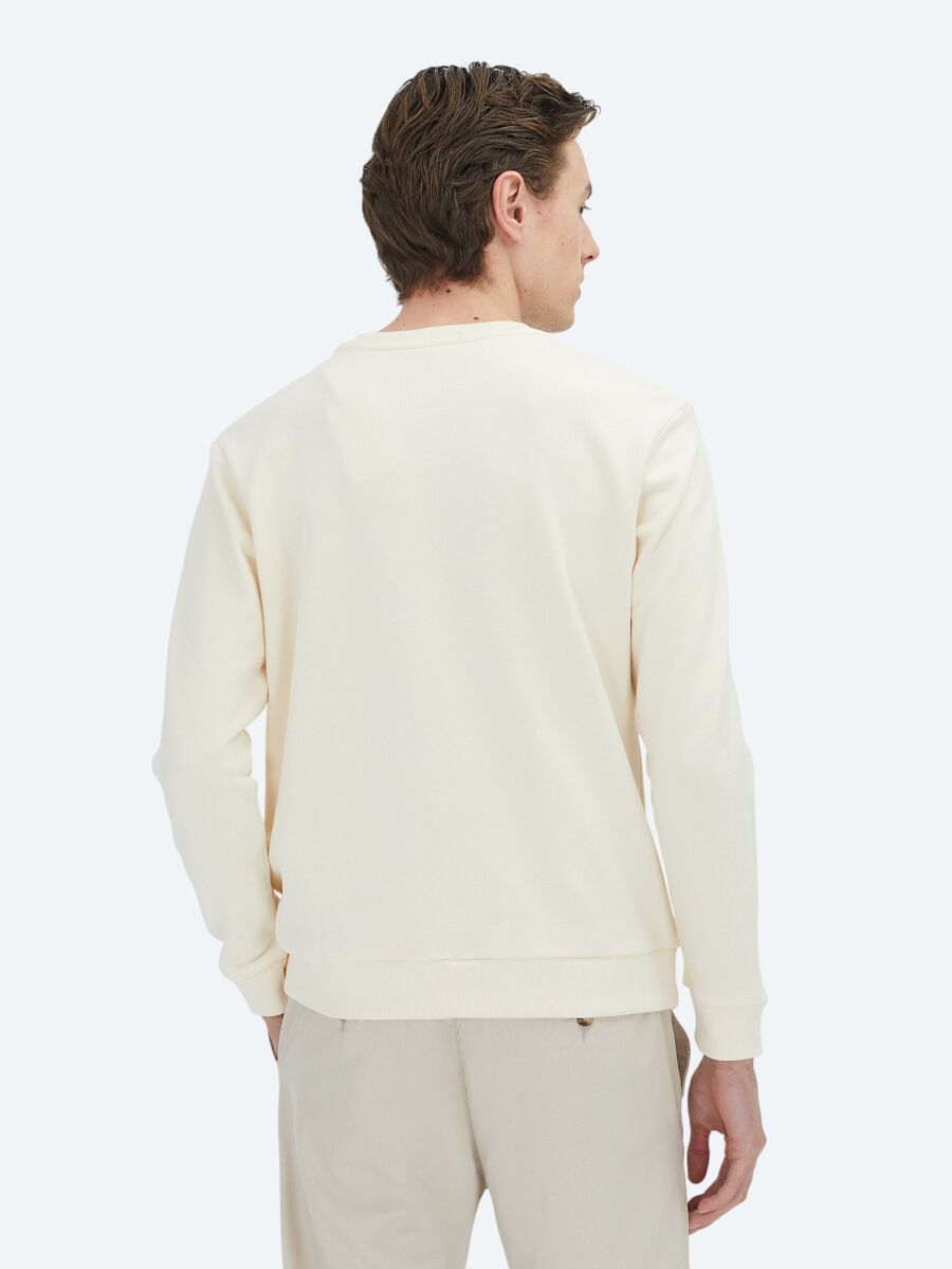 Ecru Crew Neck Sweatshirt - 6