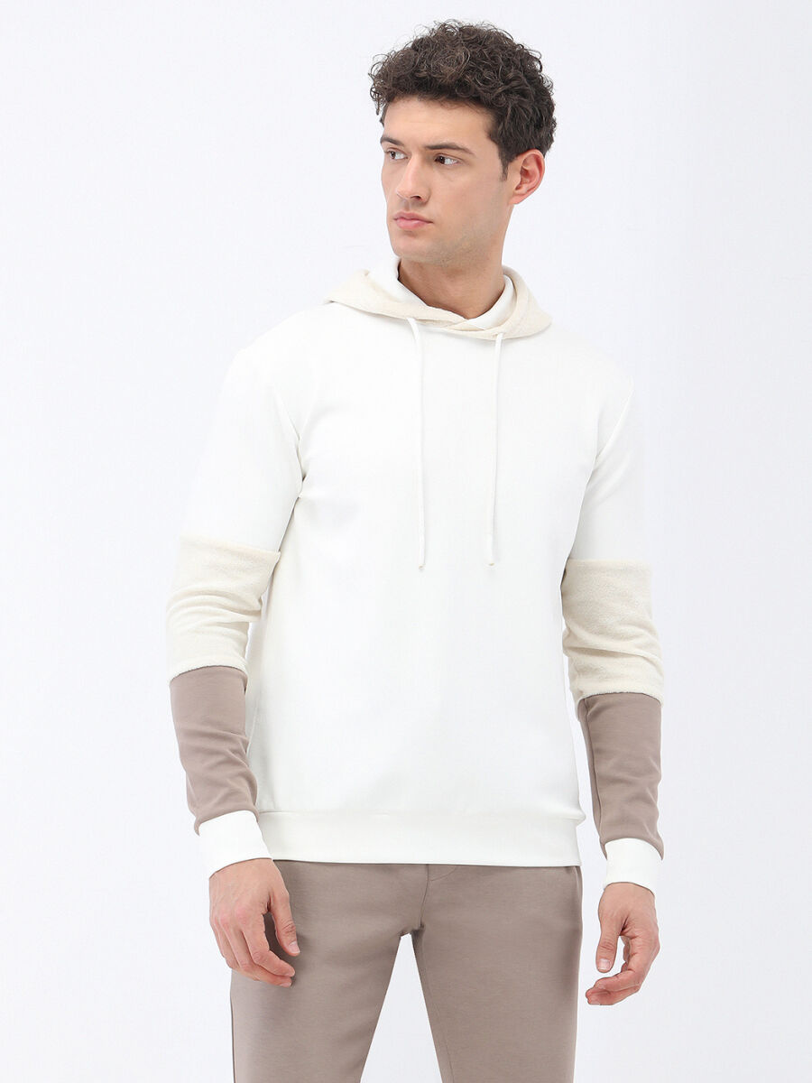 Ecru Hooded Sweatshirt - 1