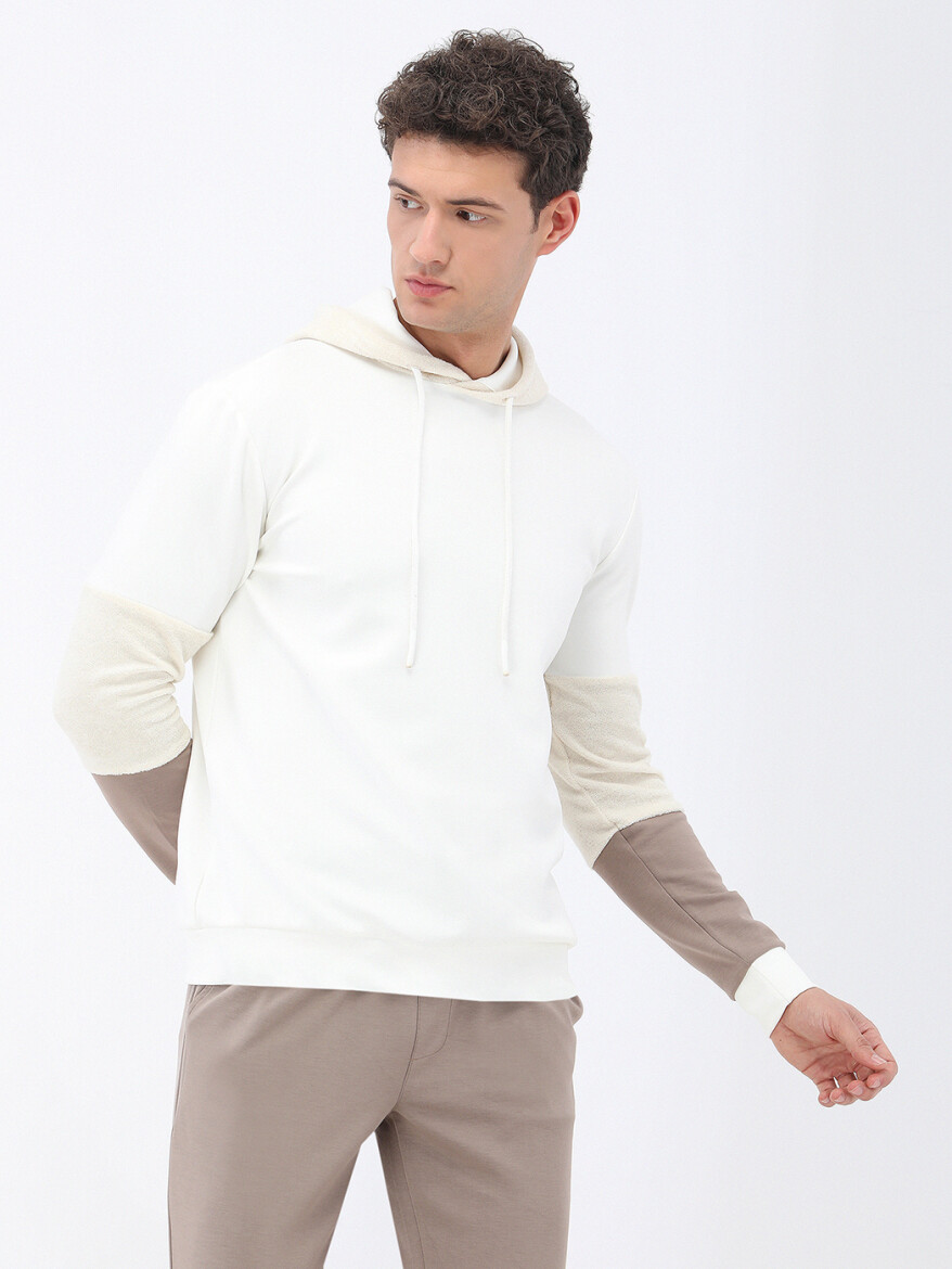 Ecru Hooded Sweatshirt - 4