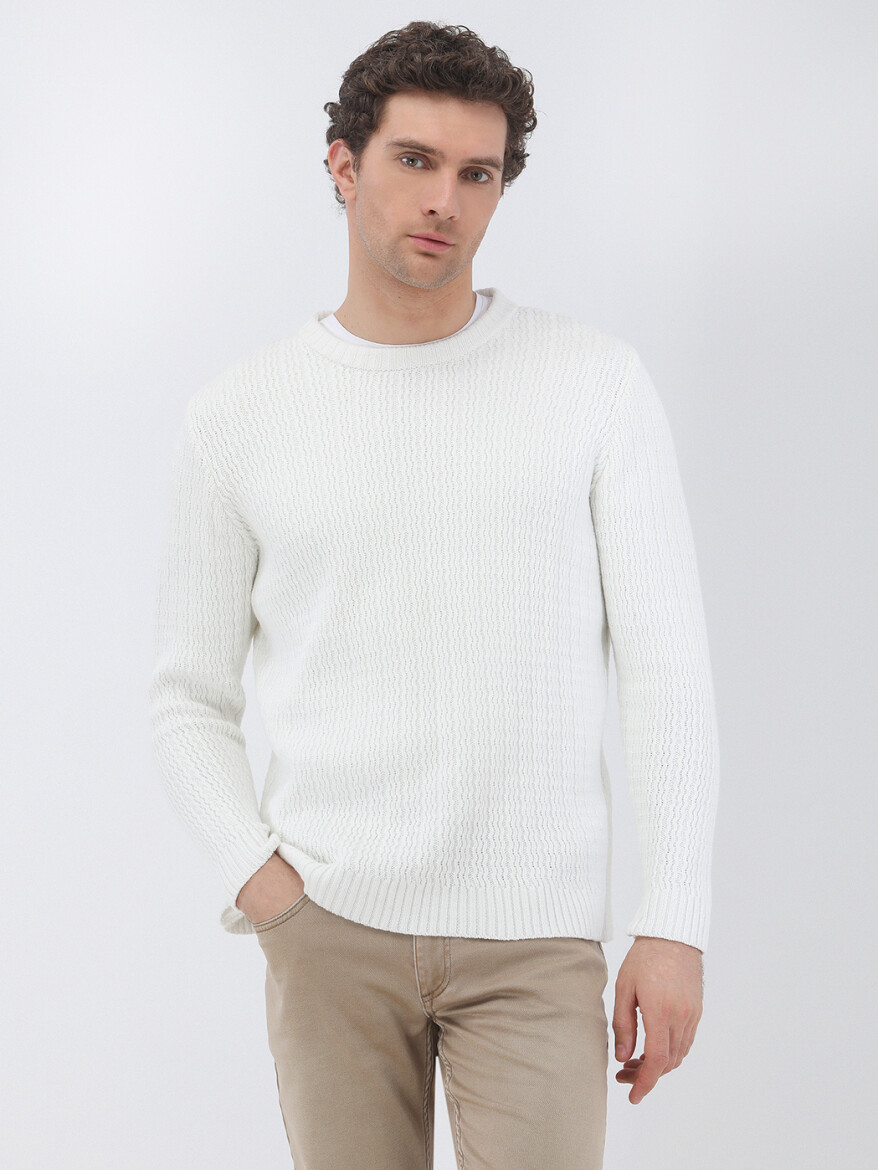 Ecru Knitwear Sweatshirt - 1