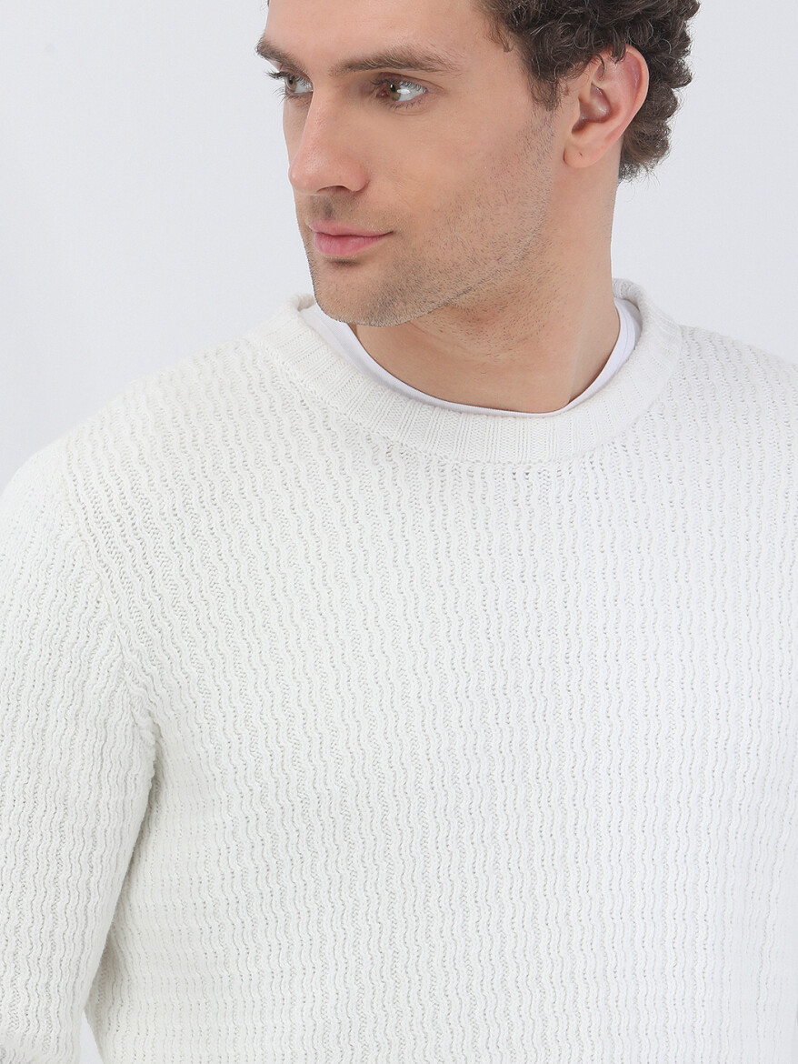 Ecru Knitwear Sweatshirt - 3