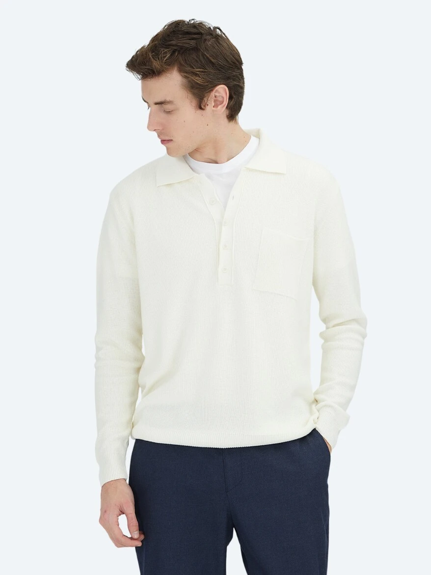 Ecru Knitwear Sweatshirt - 1