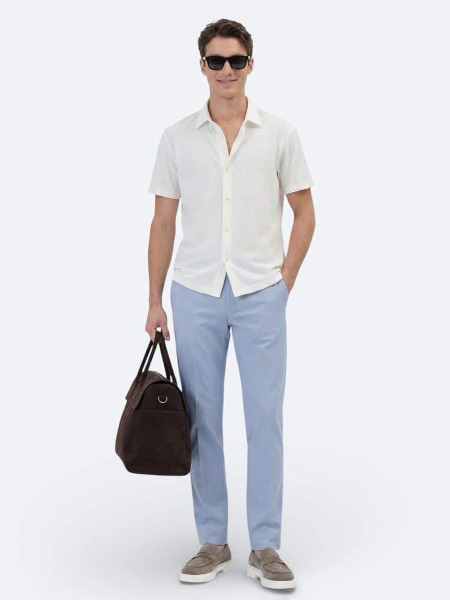 Ecru Patterned Regular Fit Knitting Casual Shirt - 3