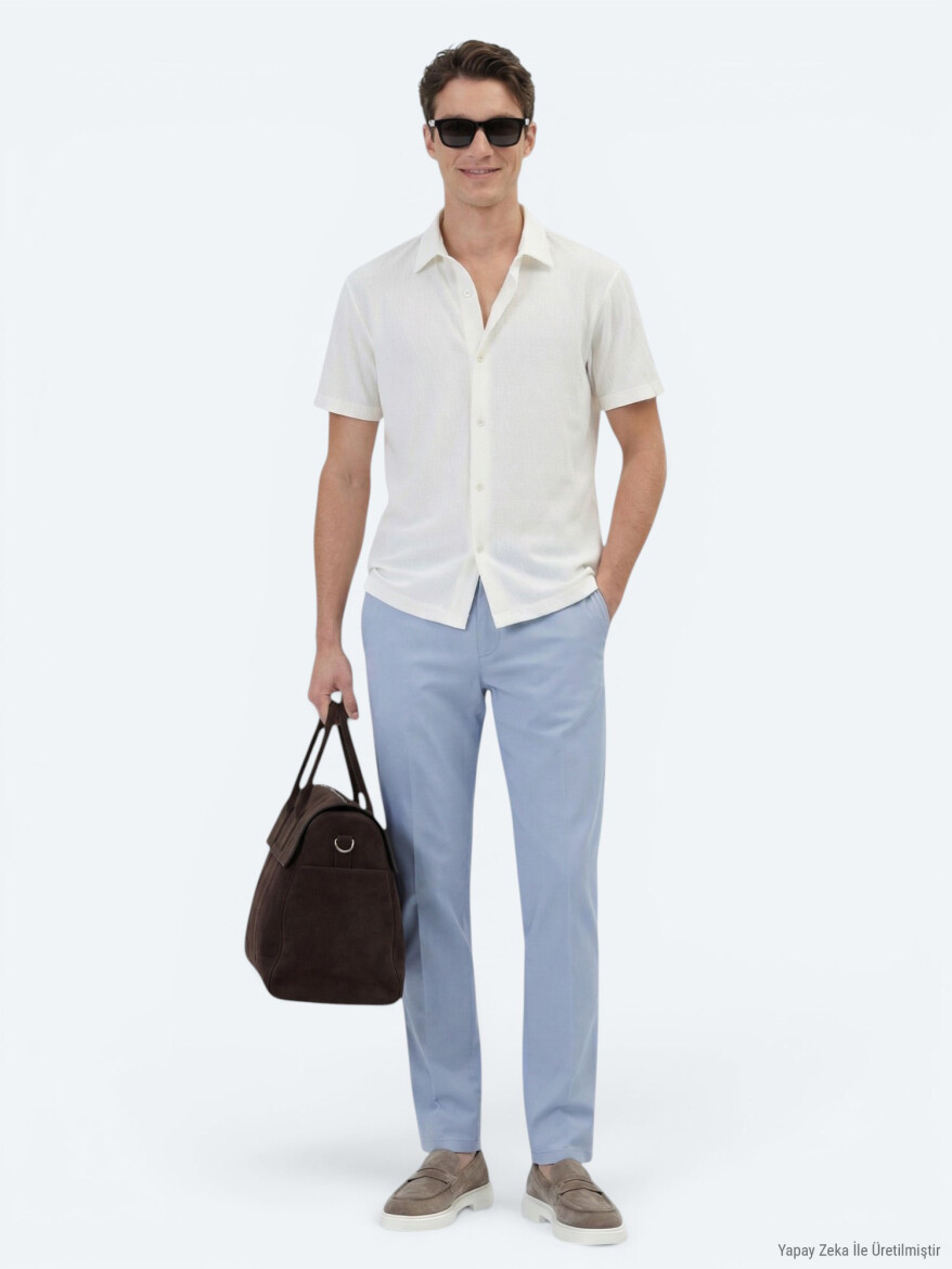 Ecru Patterned Regular Fit Short Knitting Casual Shirt - 3
