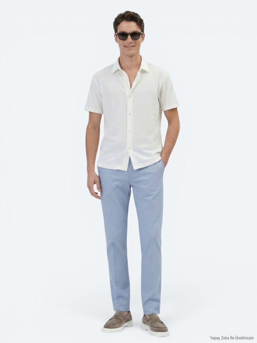 Ecru Patterned Regular Fit Short Knitting Casual Shirt - 4
