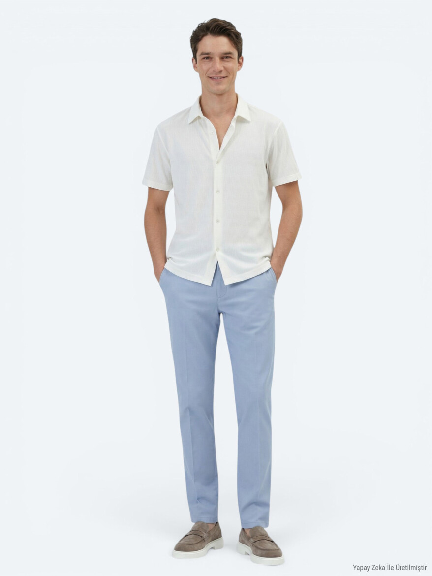 Ecru Patterned Regular Fit Short Knitting Casual Shirt - 5