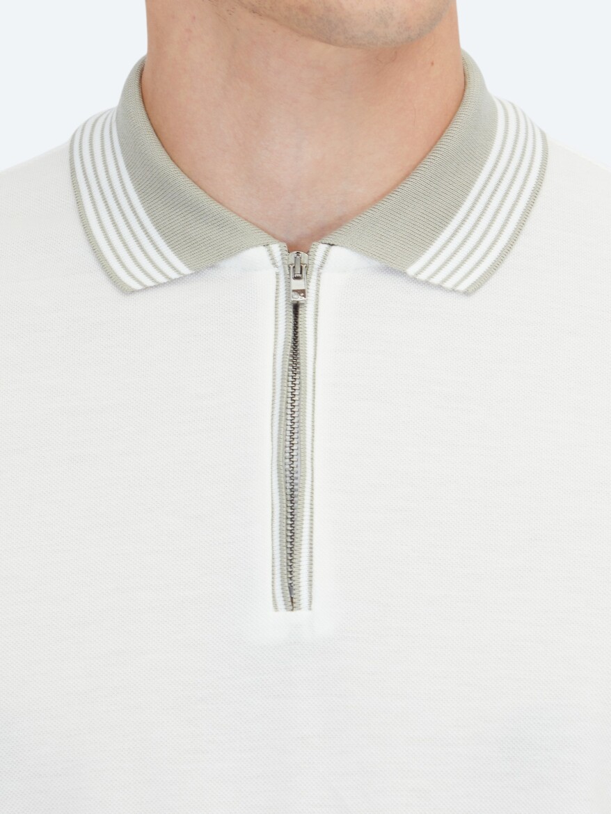 Ecru Plain 100% Cotton T-Shirt - 4