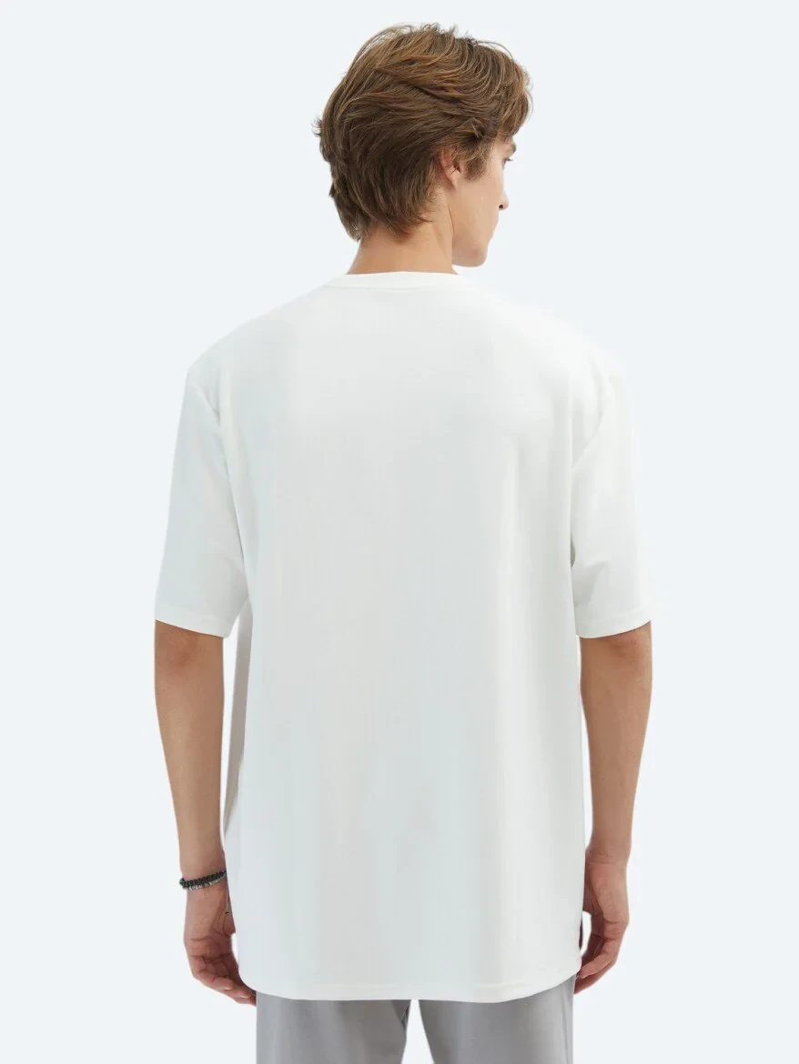 Ecru Plain Crew Neck T-Shirt 