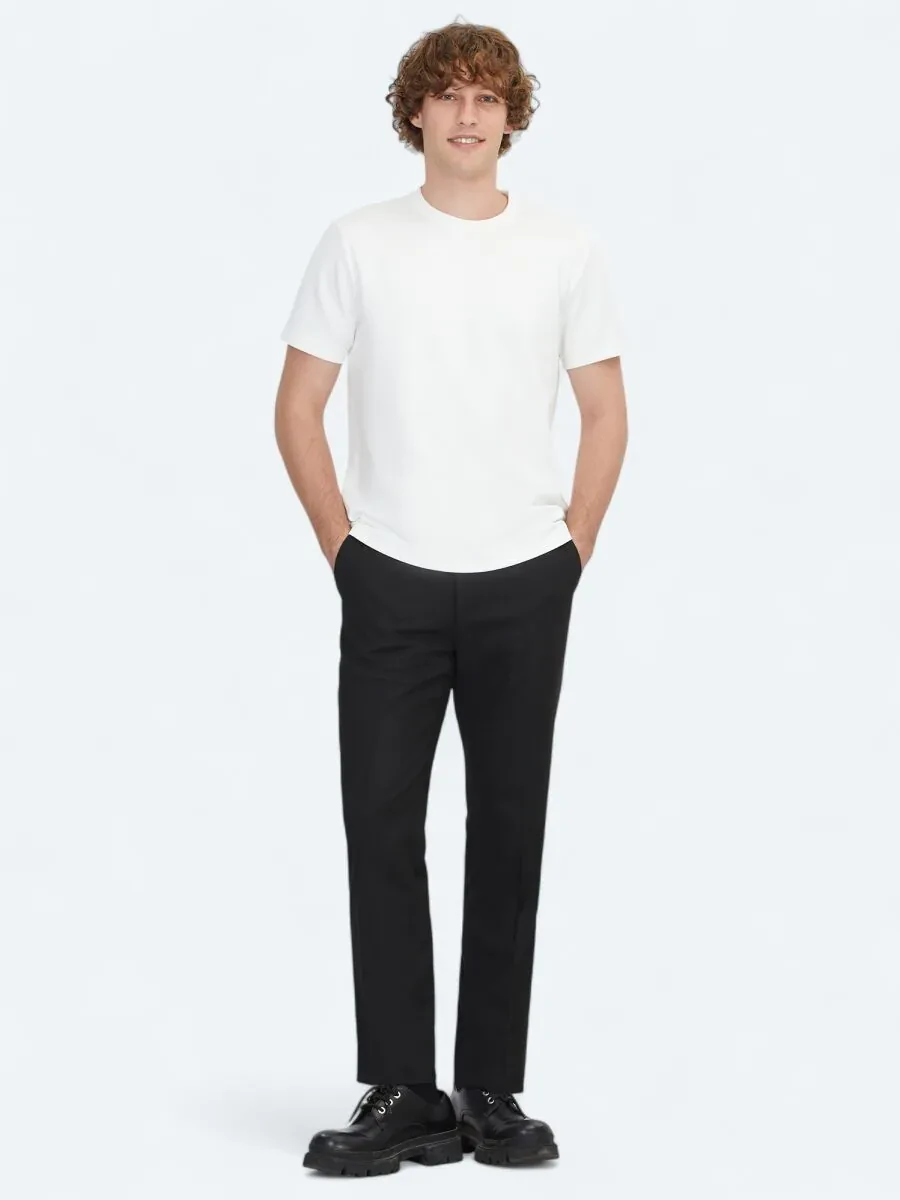 Ecru Plain Crew Neck T-Shirt - 2