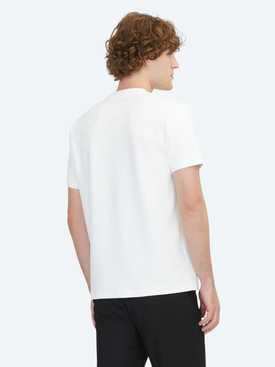 Ecru Plain Crew Neck T-Shirt 