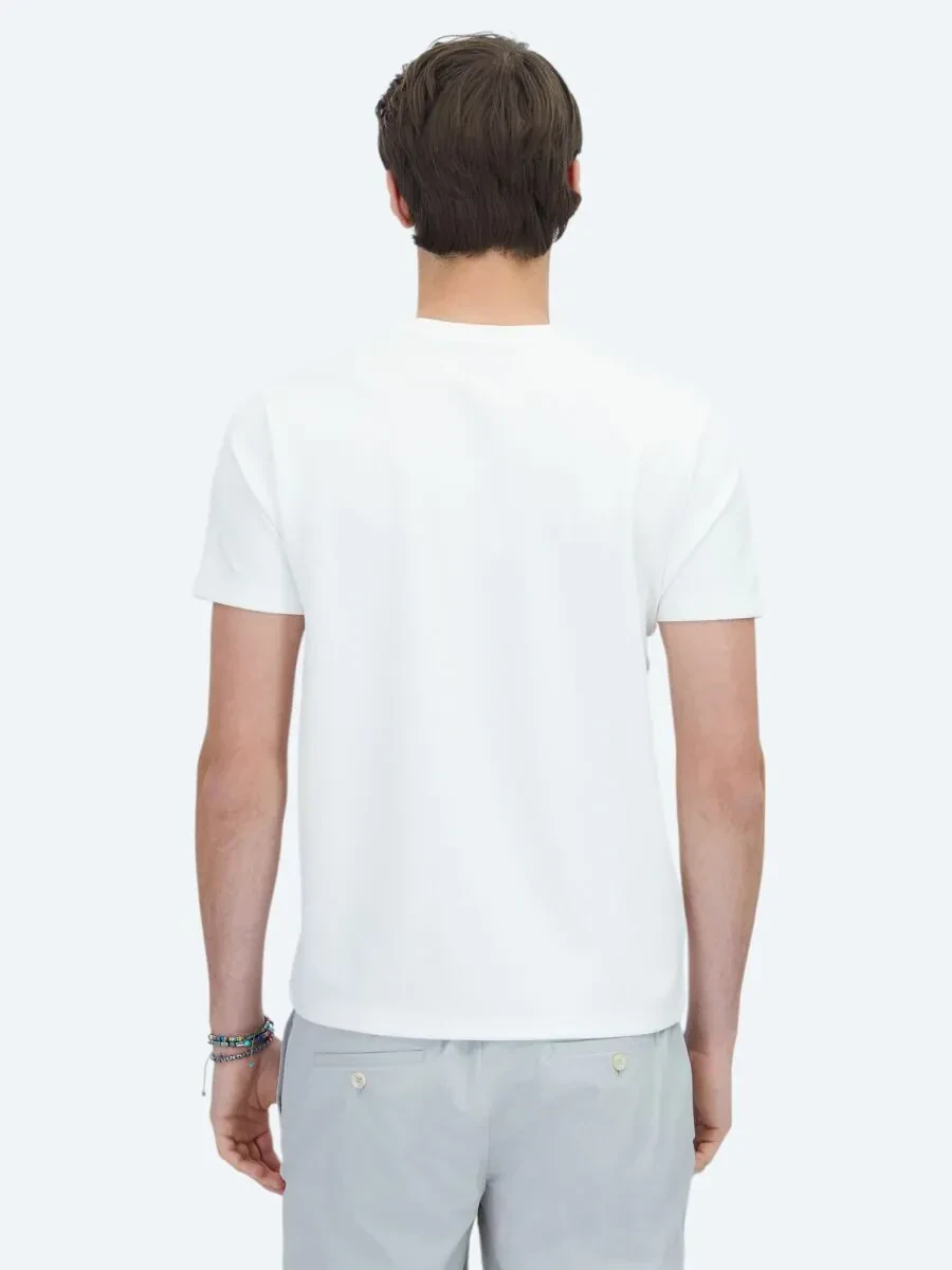 Ecru Plain Crew Neck T-Shirt - 4