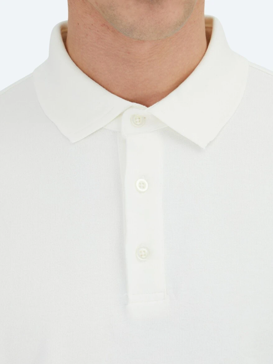 Ecru Plain Polo Neck 100% Cotton T-Shirt - 4