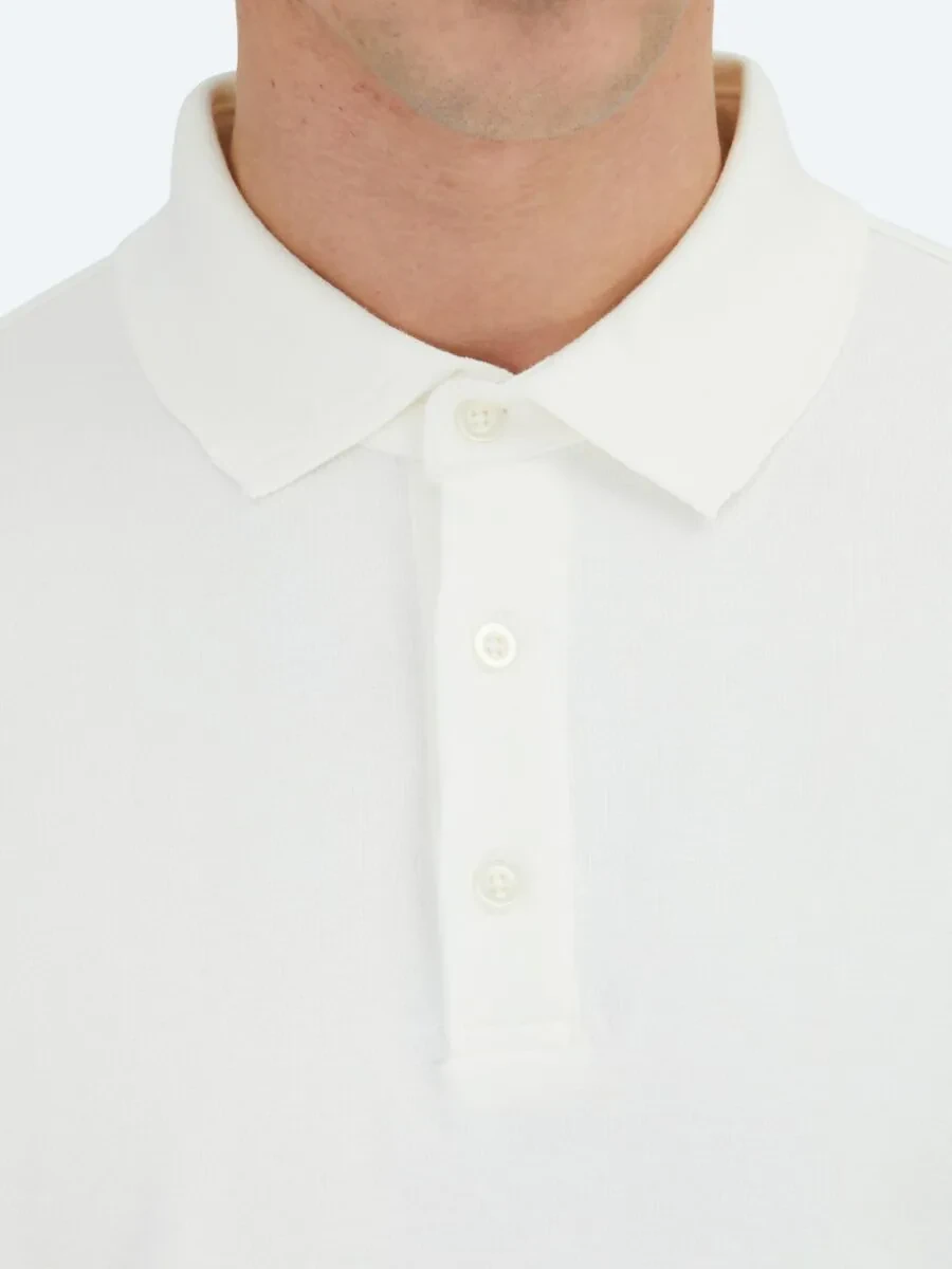 Ecru Plain Polo Neck 100% Cotton T-Shirt - 4