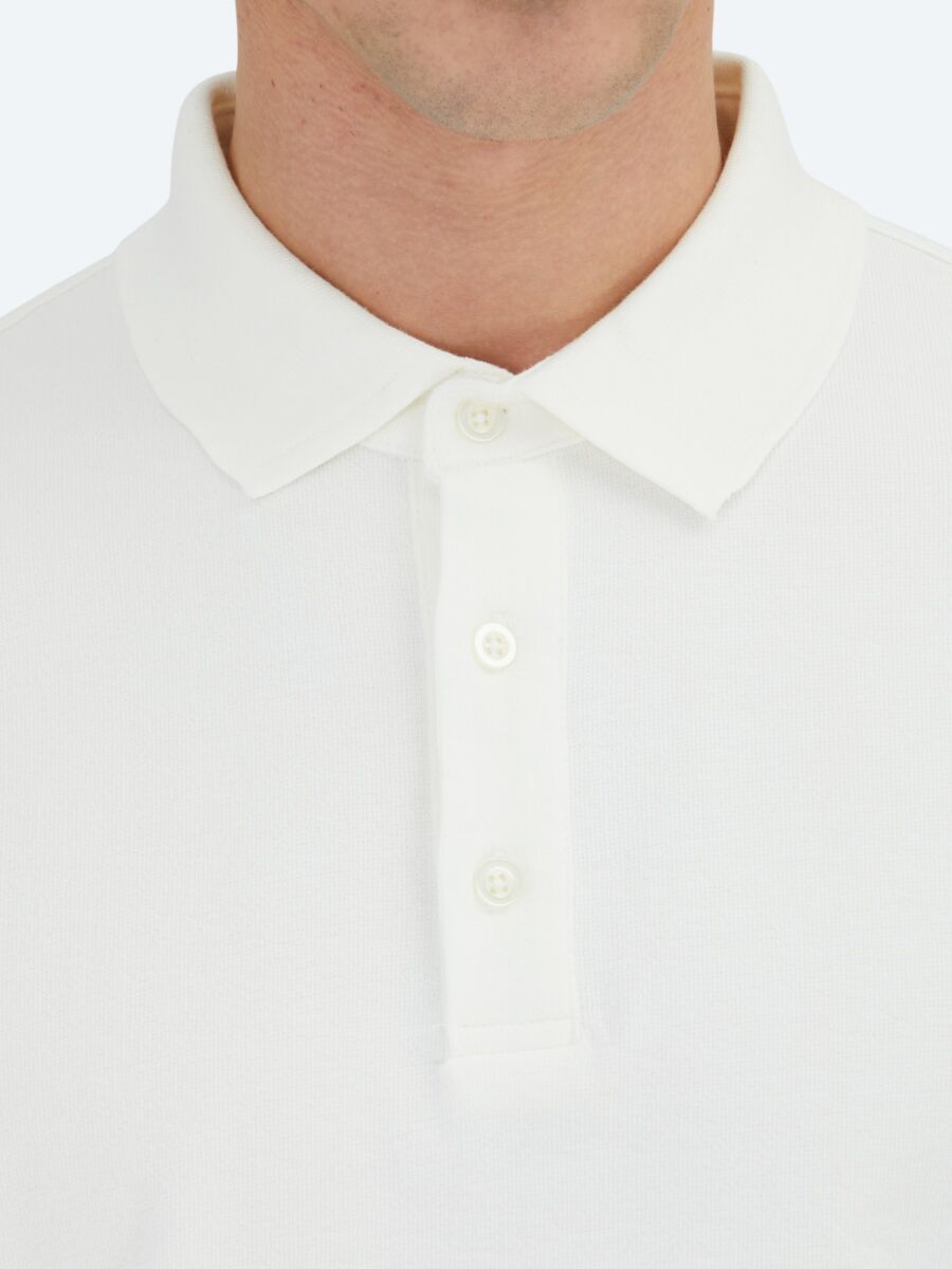 Ecru Plain Polo Neck 100% Cotton T-Shirt - 4