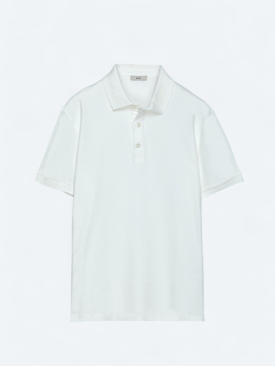 Ecru Plain Polo Neck 100% Cotton T-Shirt - 6