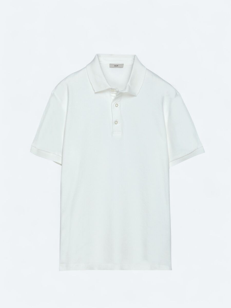 Ecru Plain Polo Neck 100% Cotton T-Shirt - 6