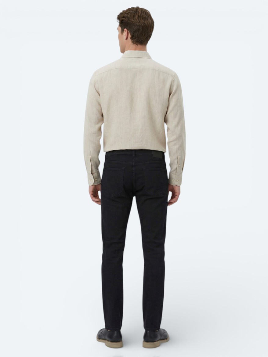 Ecru Plain Regular Fit Long Weaving Casual Cotton Blended Shirt - 6