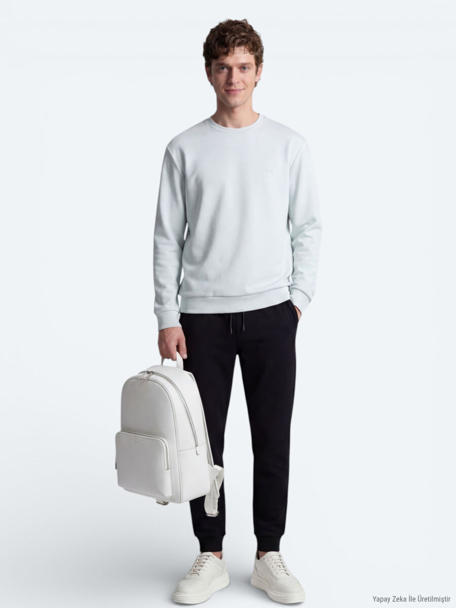 Ecru Plain Sweatshirt - 5