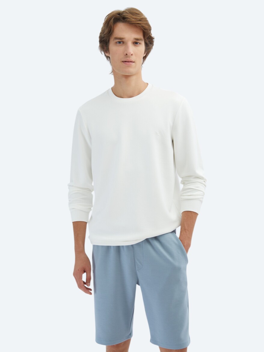 Ecru Plain Sweatshirt - 1