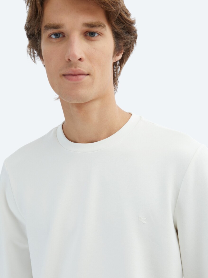 Ecru Plain Sweatshirt - 3