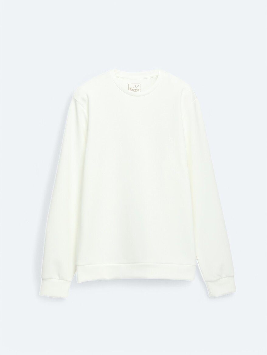 Ecru Plain Sweatshirt - 6