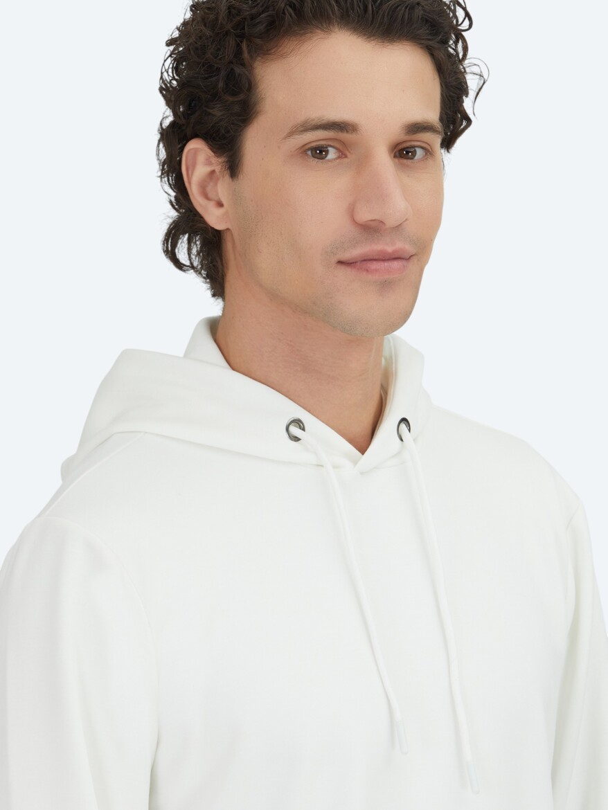 Ecru Plain Sweatshirt - 3