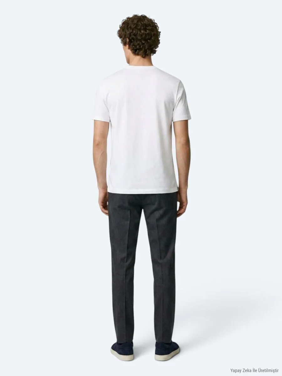 Ecru Plain T-Shirt - 6