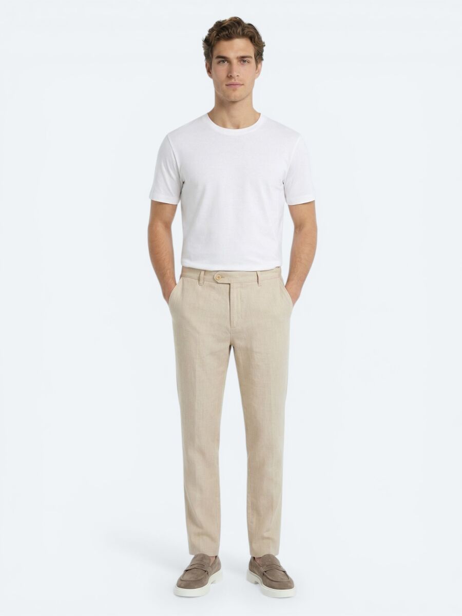 Ecru Plain T-Shirt - 4