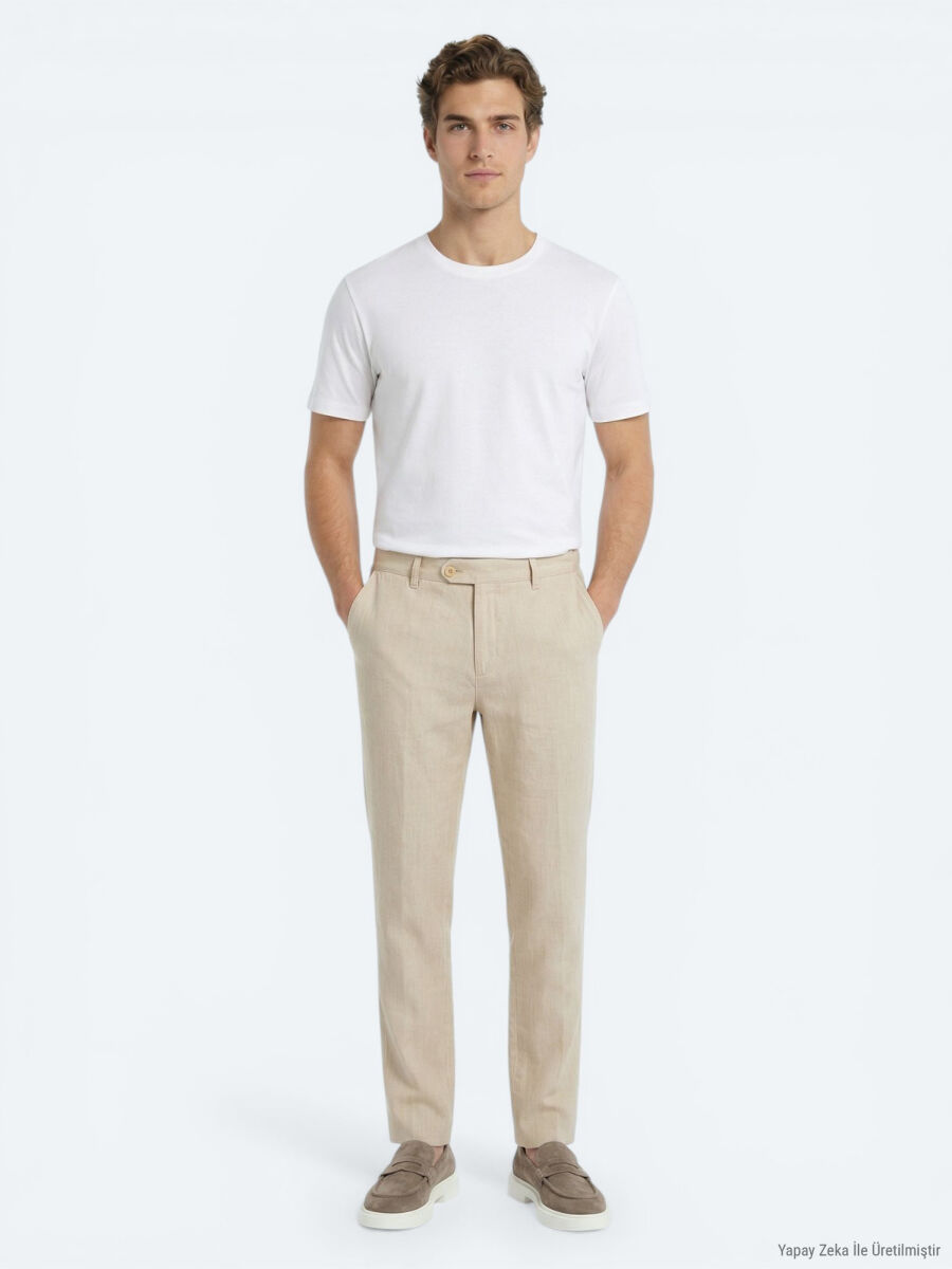 Ecru Plain T-Shirt - 4