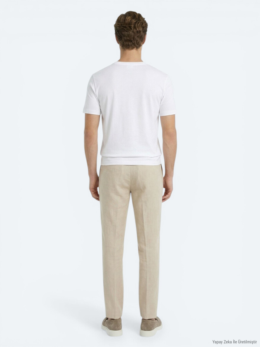 Ecru Plain T-Shirt - 5