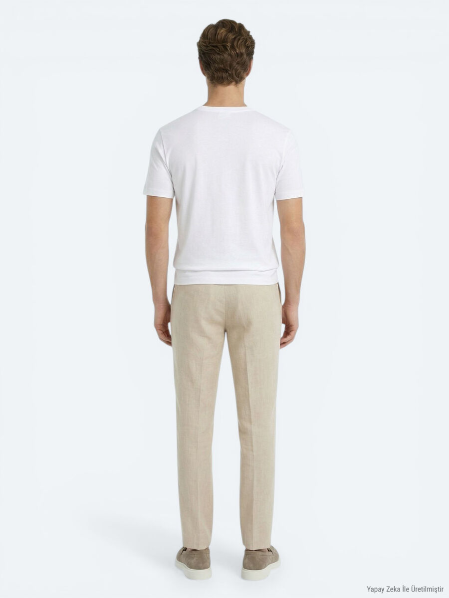 Ecru Plain T-Shirt - 5