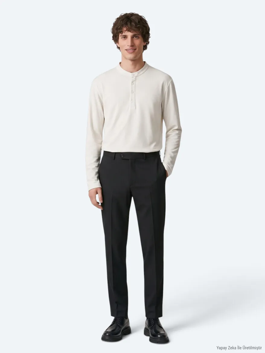Ecru Plain T-Shirt - 3
