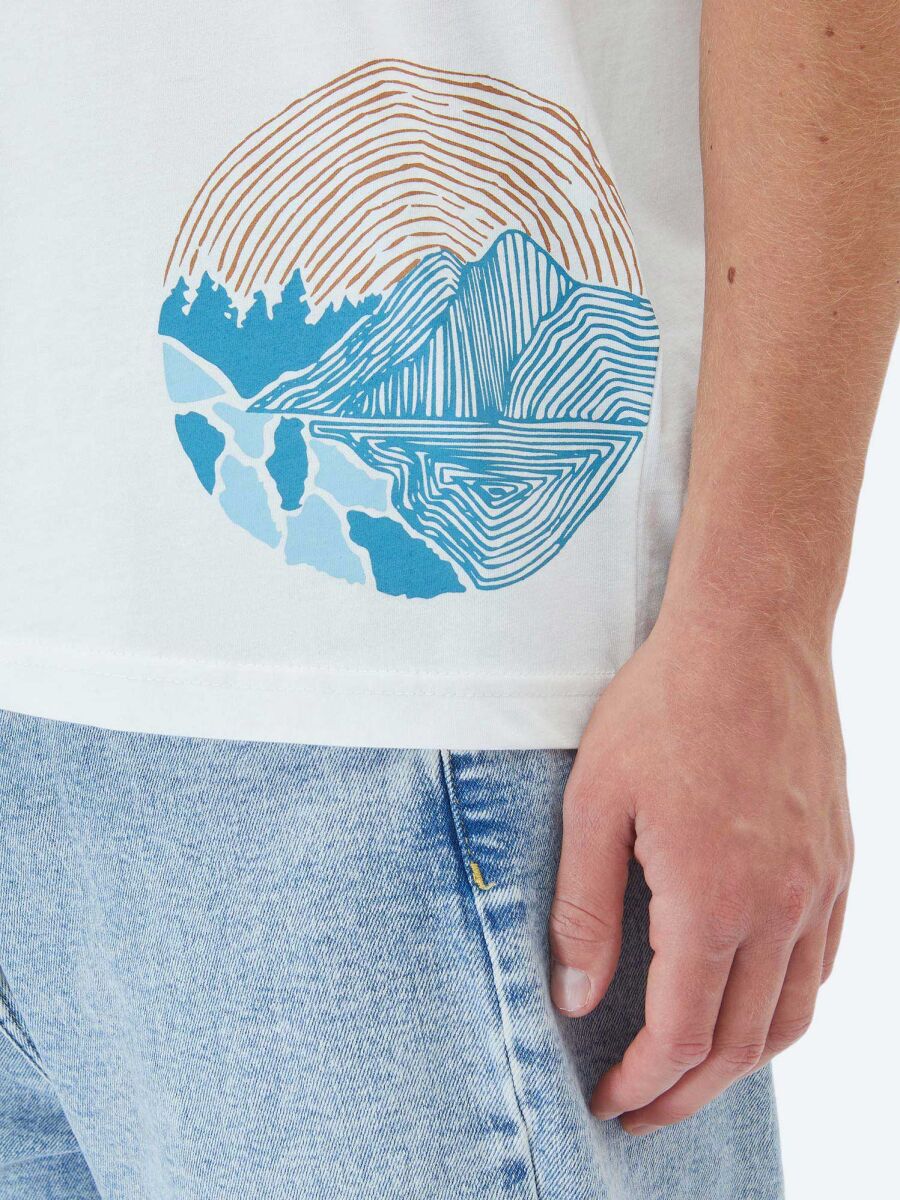 Ecru Printed Crew Neck 100% Cotton T-Shirt - 4